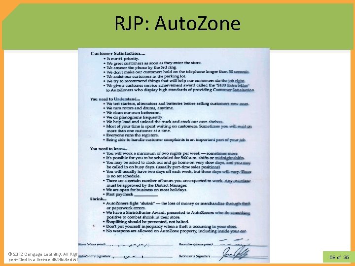 RJP: Auto. Zone © 2012 Learning. All Rights Reserved. May not be copied, scanned,