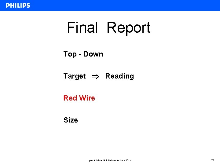 Final Report Top - Down Target Reading Red Wire Size prof. ir. Klaas H.