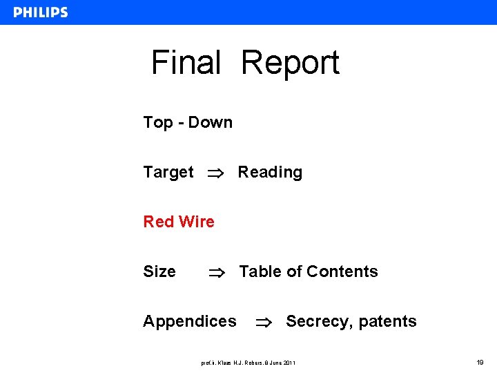 Final Report Top - Down Target Reading Red Wire Size Table of Contents Appendices