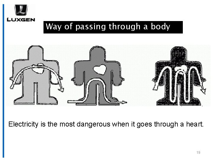 Way of passing through a body Electricity is the most dangerous when it goes