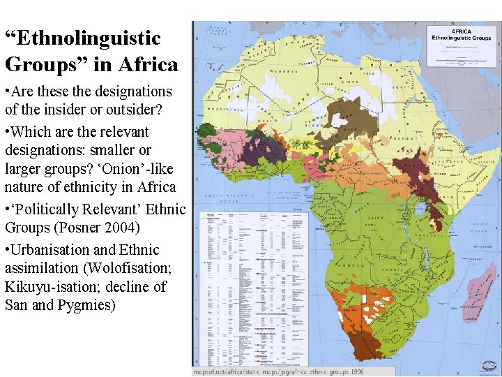 “Ethnolinguistic Groups” in Africa • Are these the designations of the insider or outsider?
