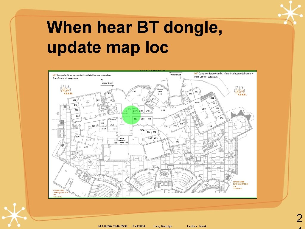 When hear BT dongle, update map loc 2 MIT 6. 894; SMA 5508 Fall