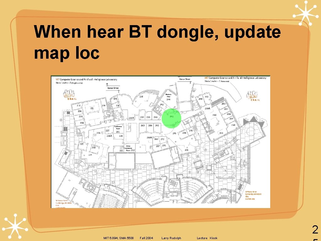 When hear BT dongle, update map loc 2 MIT 6. 894; SMA 5508 Fall