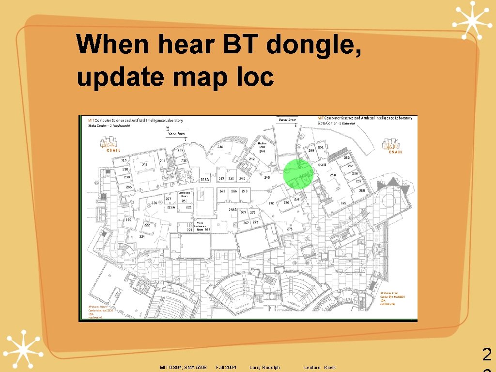 When hear BT dongle, update map loc 2 MIT 6. 894; SMA 5508 Fall
