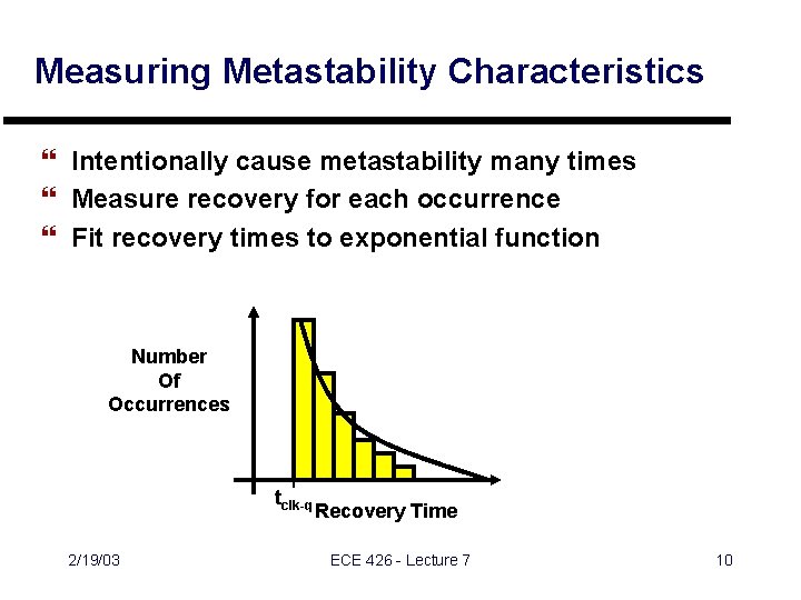 Measuring Metastability Characteristics } Intentionally cause metastability many times } Measure recovery for each Measuring Metastability Characteristics } Intentionally cause metastability many times } Measure recovery for each
