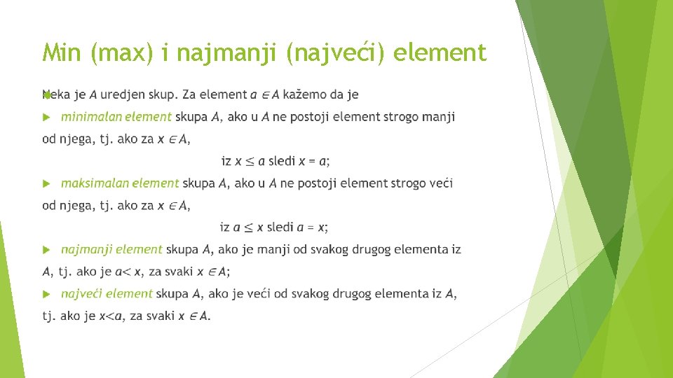 Min (max) i najmanji (najveći) element 