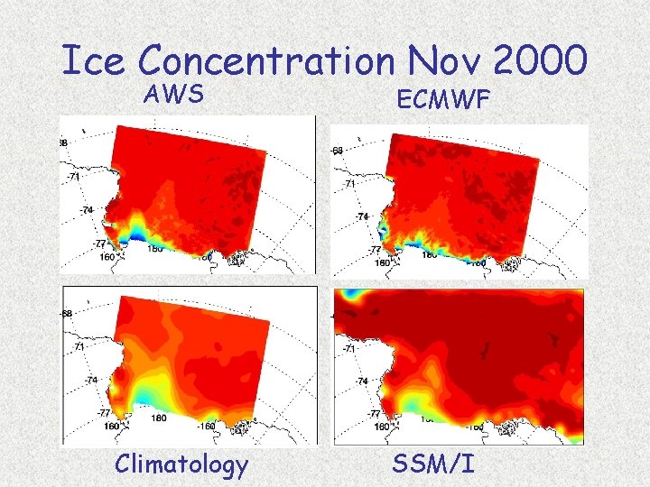 Ice Concentration Nov 2000 AWS Climatology ECMWF SSM/I 