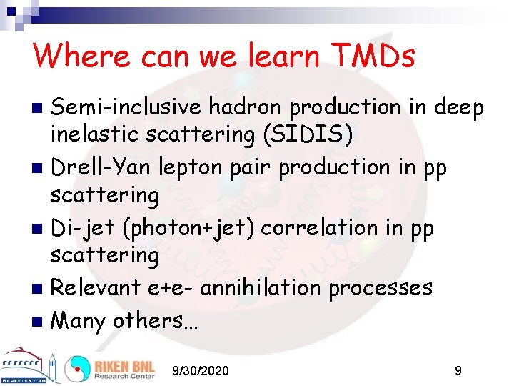 Where can we learn TMDs Semi-inclusive hadron production in deep inelastic scattering (SIDIS) n