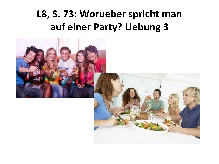 L 8, S. 73: Worueber spricht man auf einer Party? Uebung 3 