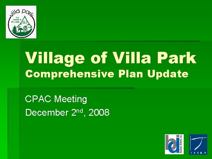 Village Of Villa Park Comprehensive Plan Update Cpac