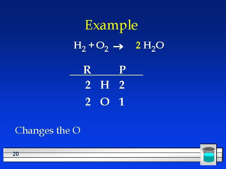 Example H 2 + O 2 ® R P 2 H 2 2 O