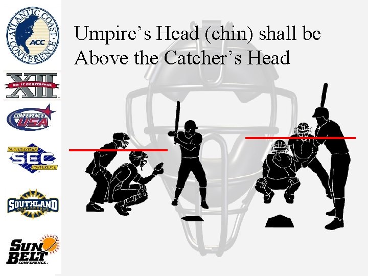 Umpire’s Head (chin) shall be Above the Catcher’s Head 