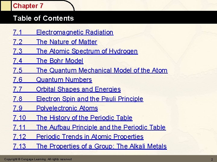 Chapter 7 Table of Contents 7. 1 7. 2 7. 3 7. 4 7.