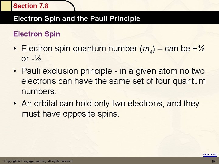 Section 7. 8 Electron Spin and the Pauli Principle Electron Spin • Electron spin