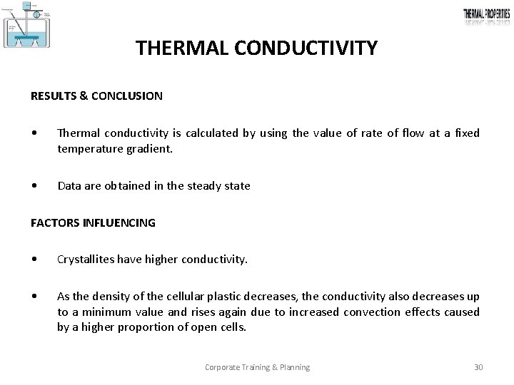 THERMAL CONDUCTIVITY RESULTS & CONCLUSION • Thermal conductivity is calculated by using the value