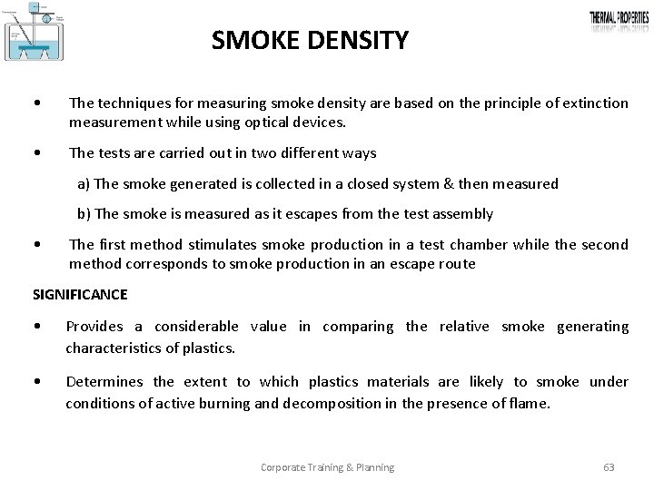 SMOKE DENSITY • The techniques for measuring smoke density are based on the principle