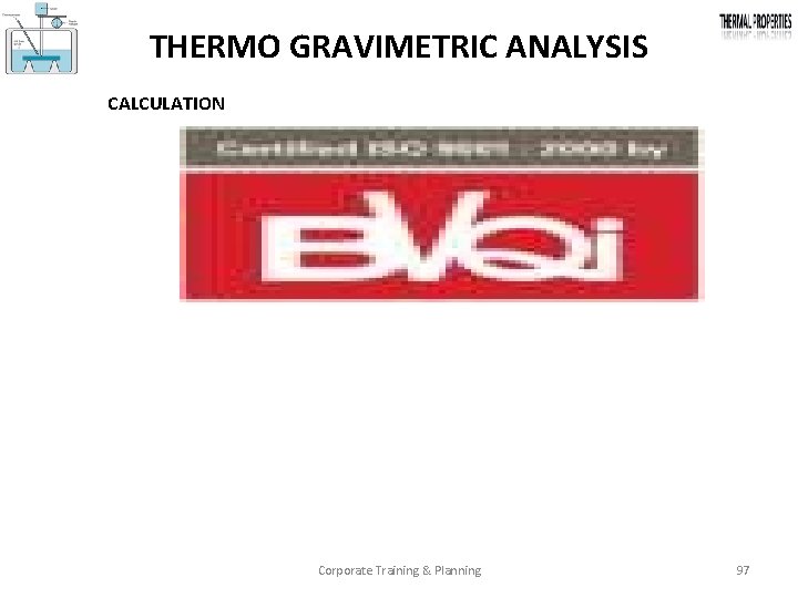 THERMO GRAVIMETRIC ANALYSIS CALCULATION Corporate Training & Planning 97 