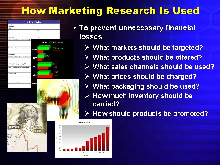 How Marketing Research Is Used • To prevent unnecessary financial losses Ø Ø Ø