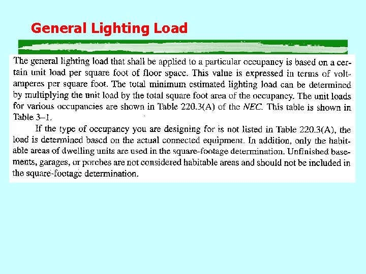 General Lighting Load 