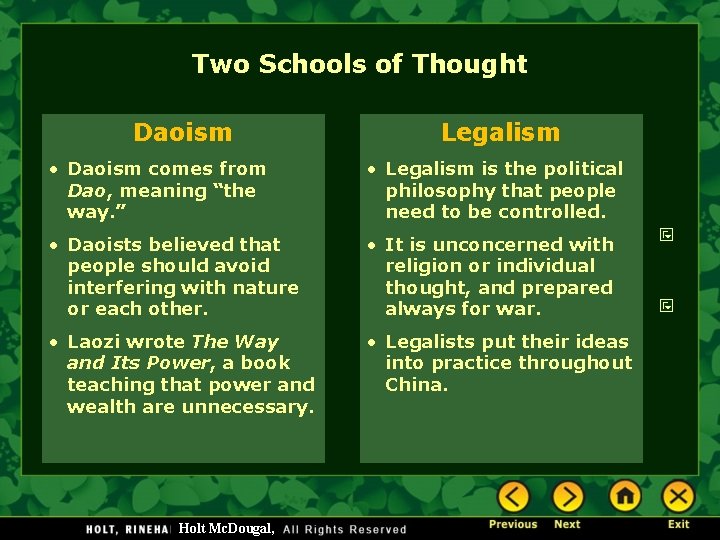 Two Schools of Thought Daoism Legalism • Daoism comes from Dao, meaning “the way. Two Schools of Thought Daoism Legalism • Daoism comes from Dao, meaning “the way.