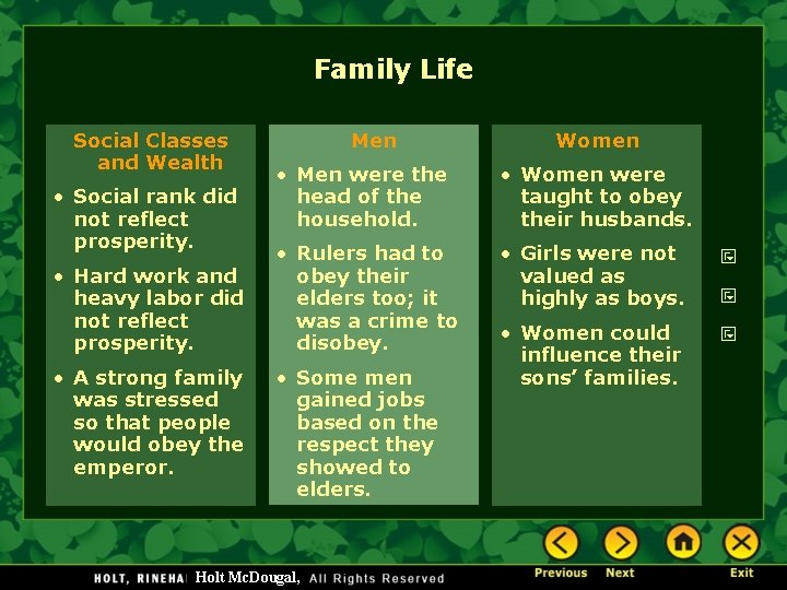 Family Life Social Classes and Wealth • Social rank did not reflect prosperity. • Family Life Social Classes and Wealth • Social rank did not reflect prosperity. •