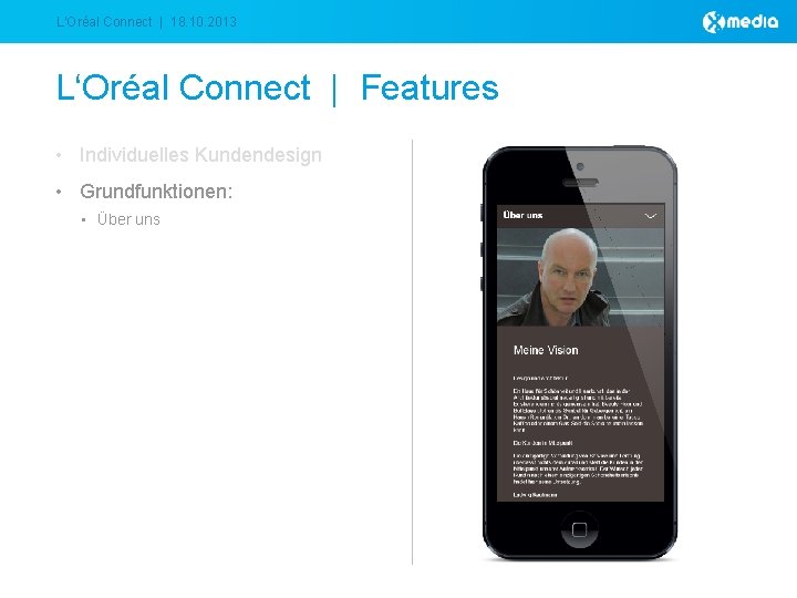 L‘Oréal Connect | 18. 10. 2013 L‘Oréal Connect | Features • Individuelles Kundendesign •