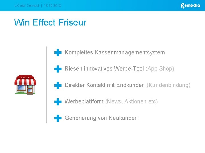 L‘Oréal Connect | 18. 10. 2013 Win Effect Friseur Komplettes Kassenmanagementsystem Riesen innovatives Werbe-Tool