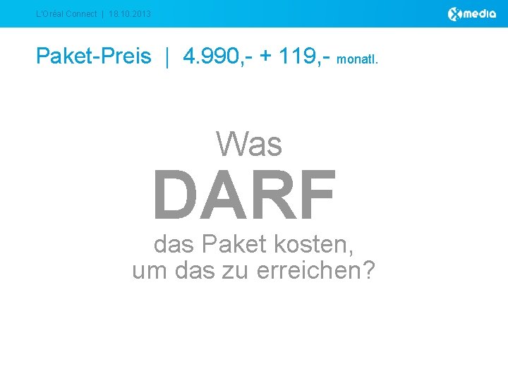 L‘Oréal Connect | 18. 10. 2013 Paket-Preis | 4. 990, - + 119, -