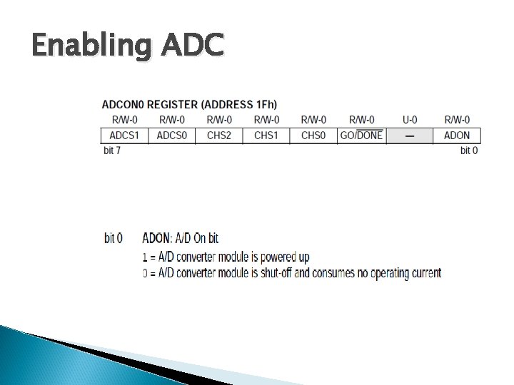 Enabling ADC 