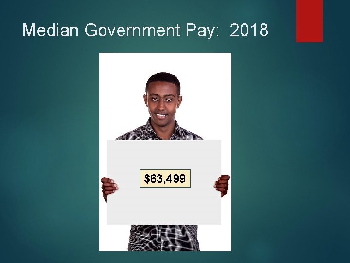 Median Government Pay: 2018 $63, 499 