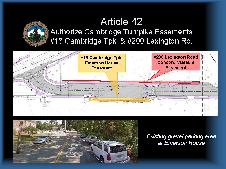 Article 42 Authorize Cambridge Turnpike Easements #18 Cambridge Tpk. & #200 Lexington Rd. #18