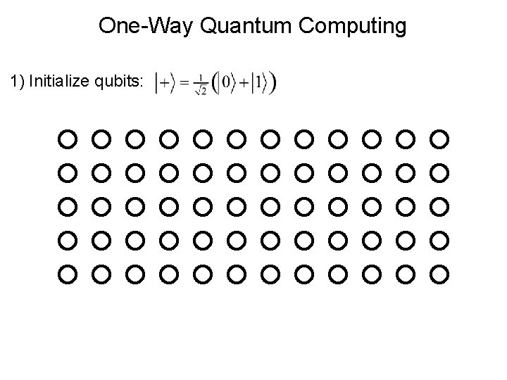 One-Way Quantum Computing 1) Initialize qubits: 