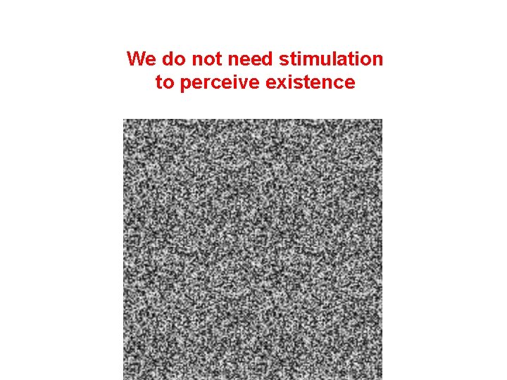 We do not need stimulation to perceive existence 