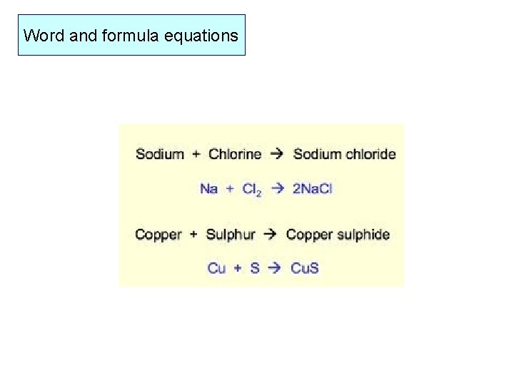 Word and formula equations 