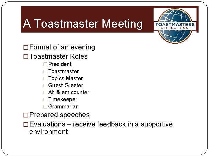 Toastmasters feedback form