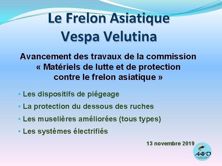 Le Frelon Asiatique Vespa Velutina Avancement des travaux de la commission « Matériels de