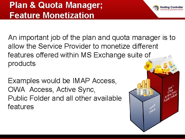 Plan & Quota Manager; Feature Monetization An important job of the plan and quota Plan & Quota Manager; Feature Monetization An important job of the plan and quota