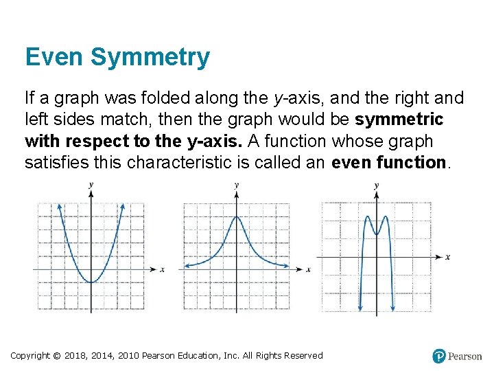 Even Symmetry If a graph was folded along the y-axis, and the right and