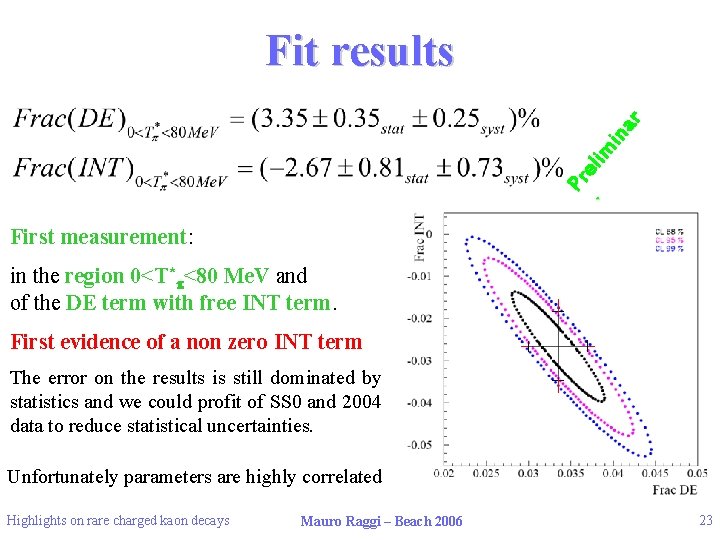 y Pr eli mi na r Fit results First measurement: in the region 0<T*p<80