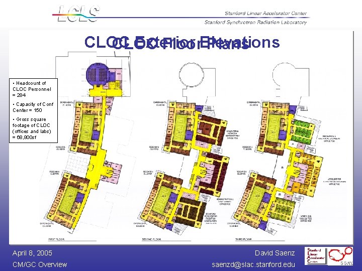 CLOC Exterior CLOC Floor. Elevations Plans • Headcount of CLOC Personnel = 284 •