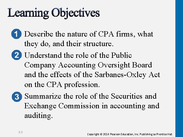 Learning Objectives Describe the nature of CPA firms, what they do, and their structure.