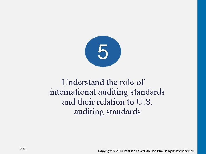 5 Understand the role of international auditing standards and their relation to U. S.