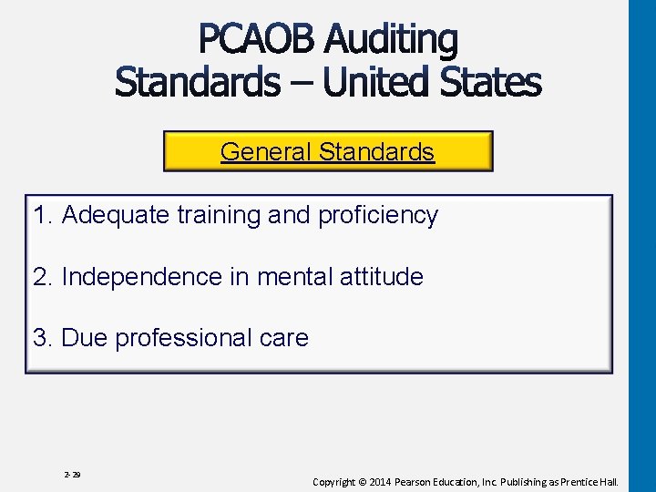 General Standards 1. Adequate training and proficiency 2. Independence in mental attitude 3. Due