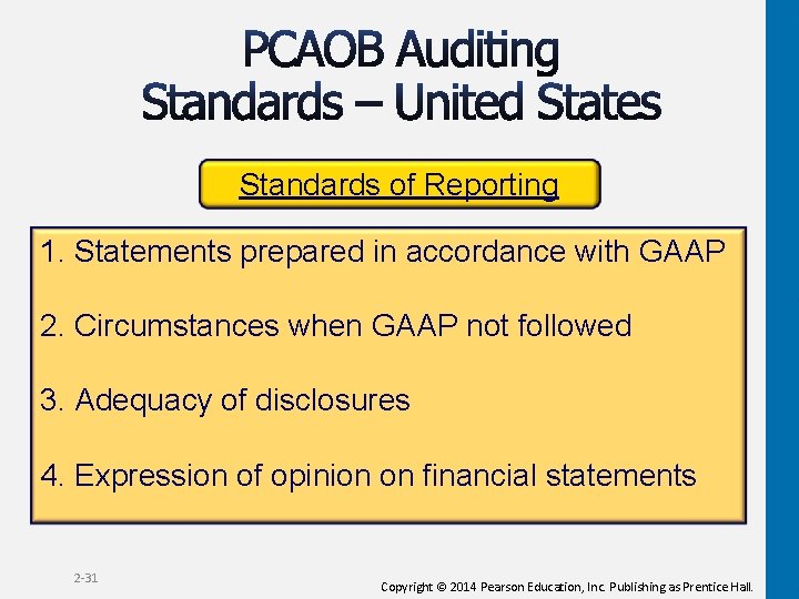 Standards of Reporting 1. Statements prepared in accordance with GAAP 2. Circumstances when GAAP