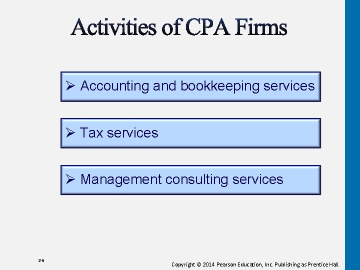 Ø Accounting and bookkeeping services Ø Tax services Ø Management consulting services 2 -9