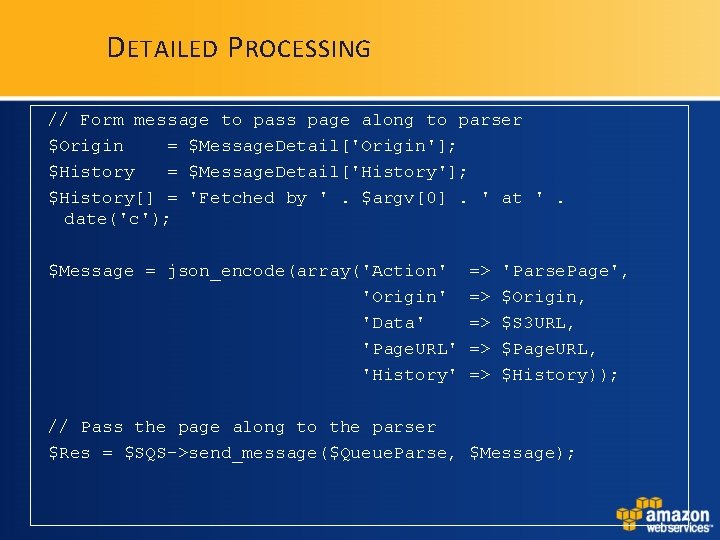 D ETAILED P ROCESSING // Form message to pass page along to parser $Origin D ETAILED P ROCESSING // Form message to pass page along to parser $Origin