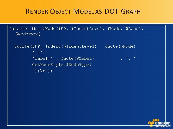 R ENDER O BJECT M ODEL AS DOT G RAPH function Write. Node($FP, $Indent. R ENDER O BJECT M ODEL AS DOT G RAPH function Write. Node($FP, $Indent.