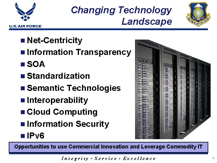 Changing Technology Landscape n Net-Centricity n Information Transparency n SOA n Standardization n Semantic