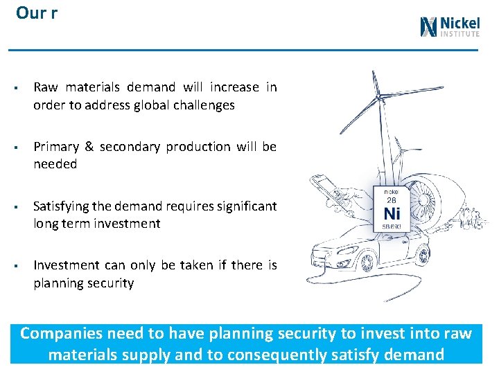 Our r § Raw materials demand will increase in order to address global challenges