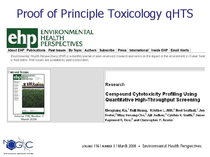 Proof of Principle Toxicology q. HTS 
